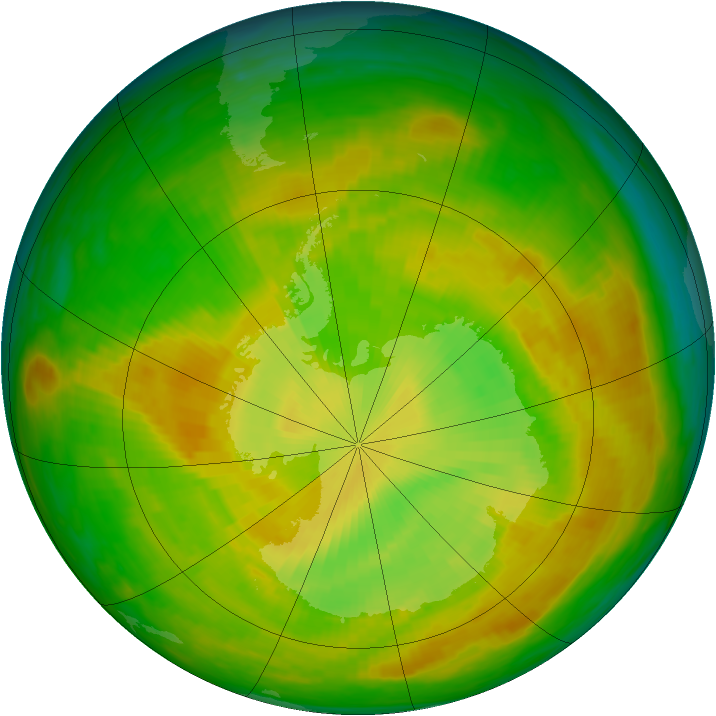 Antarctic ozone map for 29 November 1979
